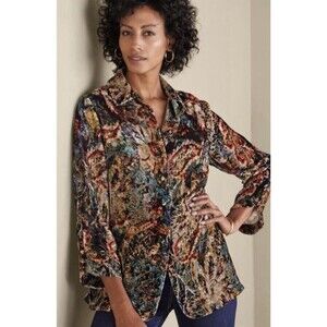 Soft Surroundings Icon Silk Velvet Poets Tunic Womens S Dark Romantic Boho